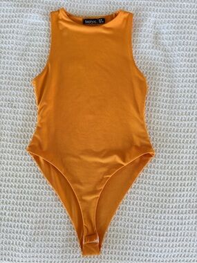 Boohoo Sleeveless High Neck Bodysuit - Pumpkin Orange
